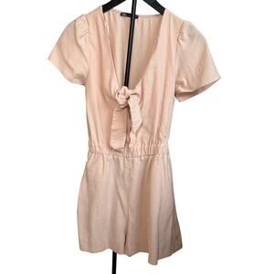 Zara tie front pink short sleeve romper. Size S. Keyhole   Jumpsuit.